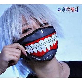 พร้อมส่ง ! ได้รับใน 1-2 วัน ผ้าปิดปากลายหน้ากาก โตเกียวกูล แบบมีซิป KANEKI KEN คาเนกิ เคน TOKYO GHOUL