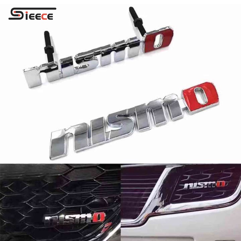 Sieece NISMO โลหะด้านหน้า Grill Emblem สําหรับ nern nss Nissan March Almera Sylphy JUKE Tiida Navara Terra Kicks Teana X Trail GT-R 370Z Leaf NV350 Urvan Titan Auto Badge