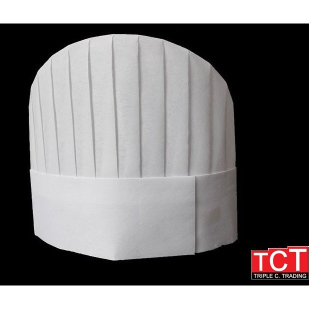 หมวกกุ๊กกระดาษ หมวกเชฟเรย่อน สีขาว ขนาด สูง 29 ซม. (ราคาต่อใบ ) paper chef hat