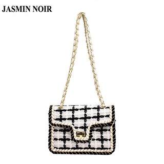 Jasmin NOIR กระเป๋าถือ กระเป๋าสะพายไหล่ สะพายข้าง ลายสก๊อต แต่งสายโซ่ สําหรับผู้หญิง