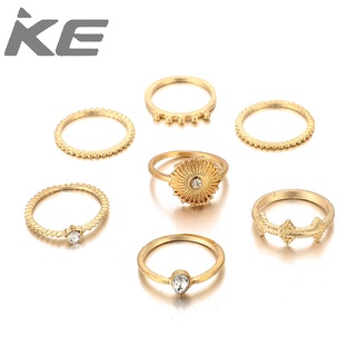 Lace diamond ring set Versatile round sun flower joint ring 7-piece set combination for girls