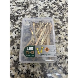 หมุดทองเหลือง เป๊กทองเหลือง หมุดสำนวน แข็ง ใช้ดี US 0.75/1/1.5/2/2.5นิ้ว บรรจุ 80ตัว หมุดลิ้นแฟ้มโลหะ หมุดสองขา TL
