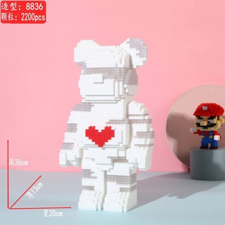 bearbrick*เลโก้* เข้ากันได้กับ LEGO Internet celebrity Heart Bear Small particle Toy เพชรอาคารบล็อกเครื่องประดับเพื่อการ