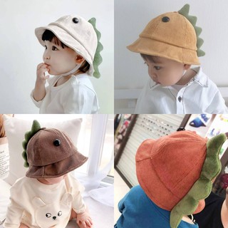 [พร้อมส่ง]หมวกเด็ก 5เดือน - 3ปี รอบหัว:49-51 cm. หมวกปีกรอบทรงบักเก็ต หมวกกันแดดไดโนเสาร์ 🦖ผ้าลูกฟูก หมวกน่ารักสีสันสดใส