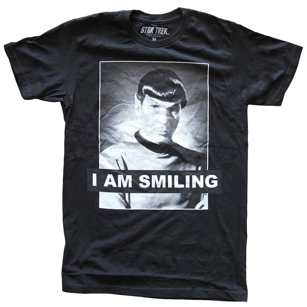 เสื้อยืด พิมพ์ลาย Star Trek Spock I Am Smiling สีดํา สําหรับผู้ชาย