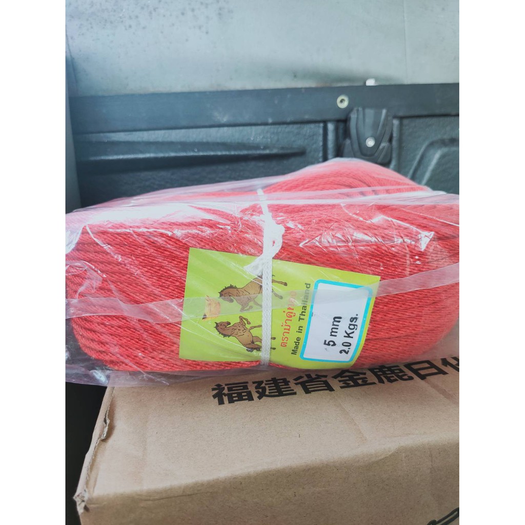 เชือกลูกเสือ สีแดง ขนาด 4 5 6 7 mm. สีแดงม้วนใหญ่จุกๆ ไม่ลื่น - รูปที่ 2