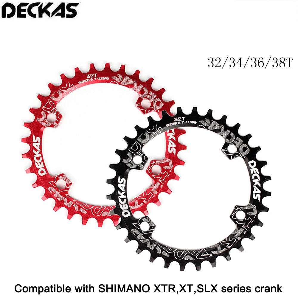 DECKAS ใบจานเดี่ยวกลม 96BCD ขนาดฟัน 32T 34T 36T 38T สำหรับขาจาน Shimano M7000 M8000 M9000 7-11 Speed (สีดำ) - รูปที่ 3