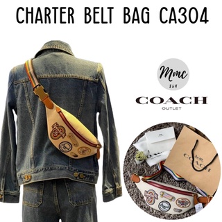 ส่งฟรี 🔥 COACH 🔥 CHARTER BELT BAG ( CA304 ) WITH PATCHES x FACTORY VIP GIFT OUTLET 100% กระเป๋าคาดอก/คาดเอว