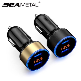 SEAMETAL 3.1A ที่ชาร์จในรถยนต์ แบบชาร์จเร็ว USB คู่ 12V 24V ที่ชาร์จด่วน พร้อมจอแสดงผลแรงดันไฟฟ้า LED อุปกรณ์เสริมในรถยนต์