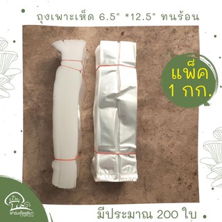 ถุงเพาะเห็ด ขนาด 6.5 x 12.5 นิ้ว 1 กิโลกรัม พร้อมส่ง!!!