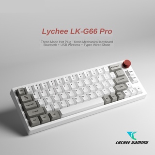 Lychee G66 G66Pro rgb คีย์บอร์ดไร้สายบลูทูธ 2.4g TTC Gateron KTT สวิตช์ไวน์แดง