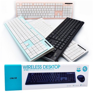 OKER ik7500 Keyboard + Mouse wireless ชุดคีย์บอร์ดเมาส์ไร้สาย  แป้นไทย/อังกฤษ ของแท้100%