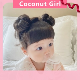 coconut girl 0-3ปี ที่คาดผมเด็กน่ารัก วิกผมหน้าม้า หัวเข็มขัด COS เครื่องประดับผม หมวกวิกผมเด็ก น้ำตาลเข้ม สีดำธรรมชาติ