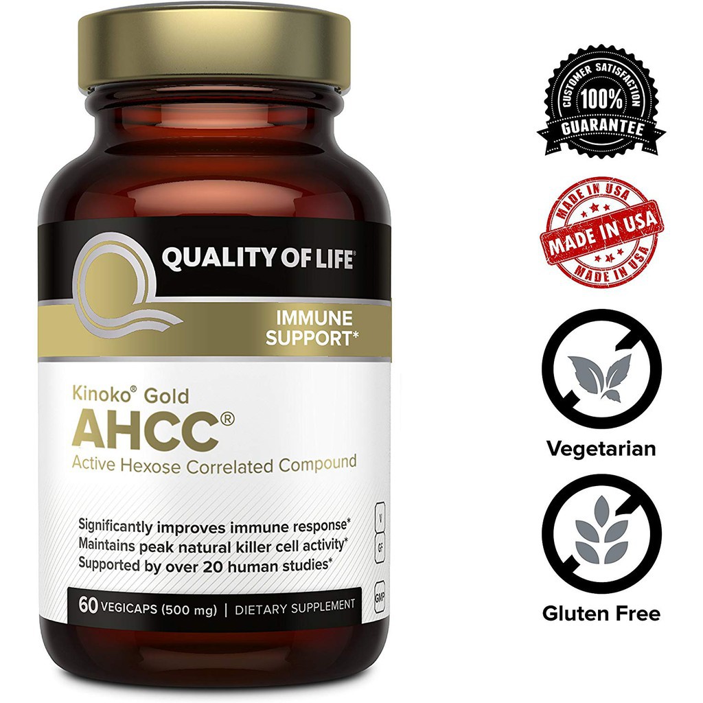(แท้พร้อมส่ง) Quality of life Labs, Kinoko Gold AHCC Immune support 500 mg 60 Vegicaps อาหารเสริมสนับสนุนูมิคุ้มกัน