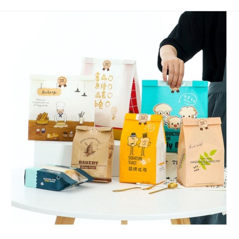 (25ใบ)ถุงขนมปังไซส์M,ถุงกระดาษคราฟใส่ขนมปังได้ 5-7ชิ้น* แถมสติ๊กเกอร์ติดถุงขนมด้วยค่ะ*