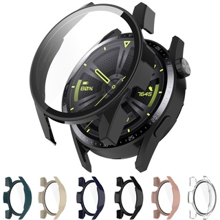 สําหรับ Huawei watch GT3 46 มม. 42 มม. เคสป้องกัน เต็มจอ กระจกนิรภัย ป้องกันหน้าจอ PC แข็ง เคสป้องกัน กรอบ