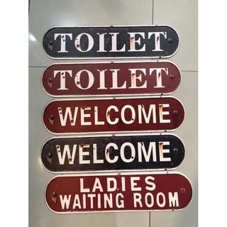 ป้ายสังกะสีวินเทจ13*50ซม.toilet,welcome.ติดพนัง