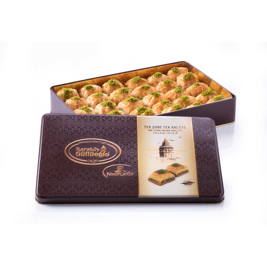 บัคลาวา ขนมตุรกี Metal Kutuda Fıstıklı Kare Baklava ขนาด 900 กรัม (สินค้าพรีออเดอร์)