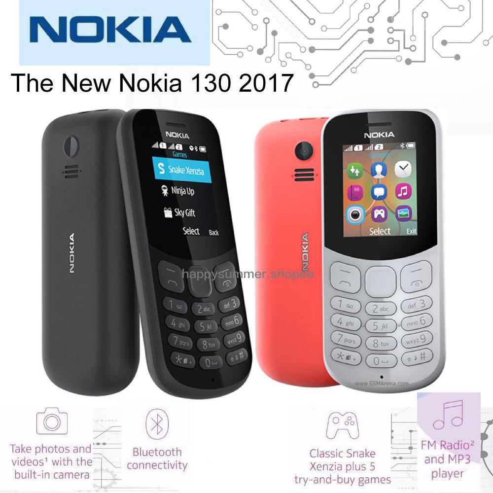Nokia 130 (2017)โทรศัพท์ปุ่มกด  ของแท้100% มีกล้องถ่ายรูป พกพาง่าย ตัวเลขใหญ่
