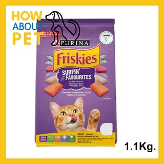 อาหารแมว Friskies รสรวมมิตรปลาทะเล สำหรับแมวโตทุกสายพันธุ์1.1กก.(1ถุง)FRISKIES SURFIN’&amp;TURFIN’ FAVOURITES Adult Cat Food