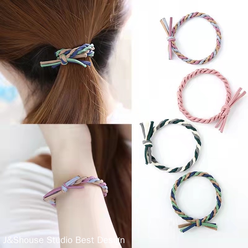 เคเอฟ385เกาหลีหนาจับคู่สีบิดไขลานรูปร่างยางรัดอุปกรณ์ผม - รูปที่ 2