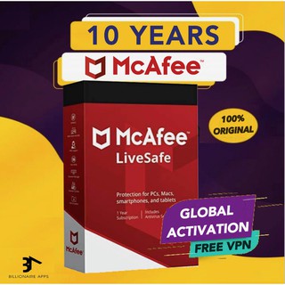 Mcafee Livesafe 2 10 ปี 1-5 PC - ORIGINAL Antivirus ซอฟต์แวร์ป้องกันความปลอดภัย