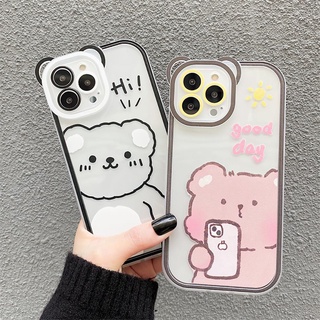 เคสโทรศัพท์มือถือ แบบนิ่ม ลายการ์ตูนหมีชานม สําหรับ Compatible for iPhone 13 12 11 14 Pro Max 13/12/11/13Pro/12Pro/11Pro