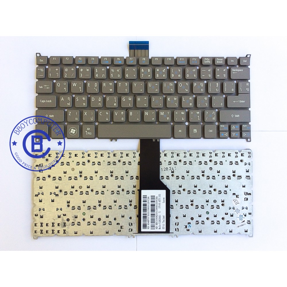 ACER Keyboard คีย์บอร์ด ACER ASPIRE ONE 725 756 S3-391 S3-951 S5-391 V5-131 ULTRABOOK สีเทา ไทย อังก