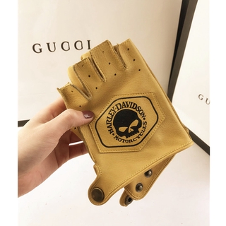 Motorcycle anti slip retro gloves motorcycle leather Half Finger male female riding fitness open finger driving Gloves