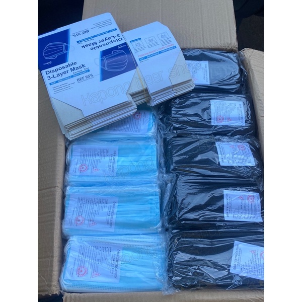 แมสฟ้า ดำ คละสี ครึ่งลัง25กล่อง ถูกสุดๆๆๆ ส่งด่วนภายในวันสั่งซื้อ!!!