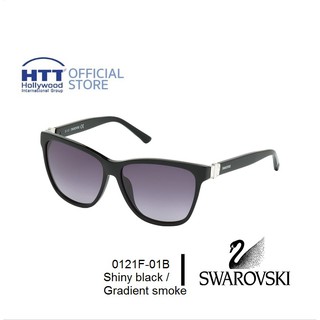 Swarovski SK0121F-01B กรอบแว่นตาสวารอฟสกี้ สี Black/gradient smoke แว่นตาประดับด้วยเพชรคริสตัลของ SWAROVSKI ดีไซน์อิตาลี