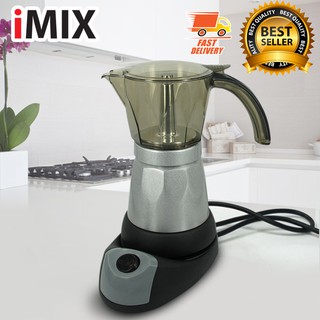 I-MIX Moka Pot หม้อต้มกาแฟสด ไฟฟ้า มอคค่าพอท ไฟฟ้า สำหรับ 6 ถ้วย สีเทา