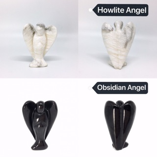 Obsidian Angel &amp; Howlite Angel🧚🏻‍♀️ นางฟ้าฮาวไลต์ &amp; นางฟ้าอ๊อบซิเดียน