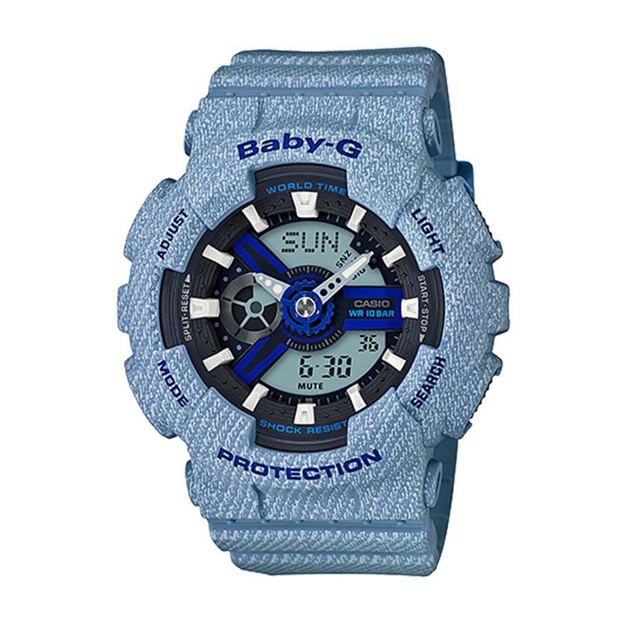 Casio Baby-G นาฬิกาข้อมือผู้หญิง สายเรซิ่น รุ่น BA-110DE-2A2 - สีฟ้า