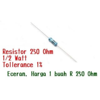 ตัวต้านทานค่า 250 Ohm ใช่งานแปลงกระแส 4-20mA 1/4W นะครับเป็น 1-5VDCจำนวน1ชิ้น