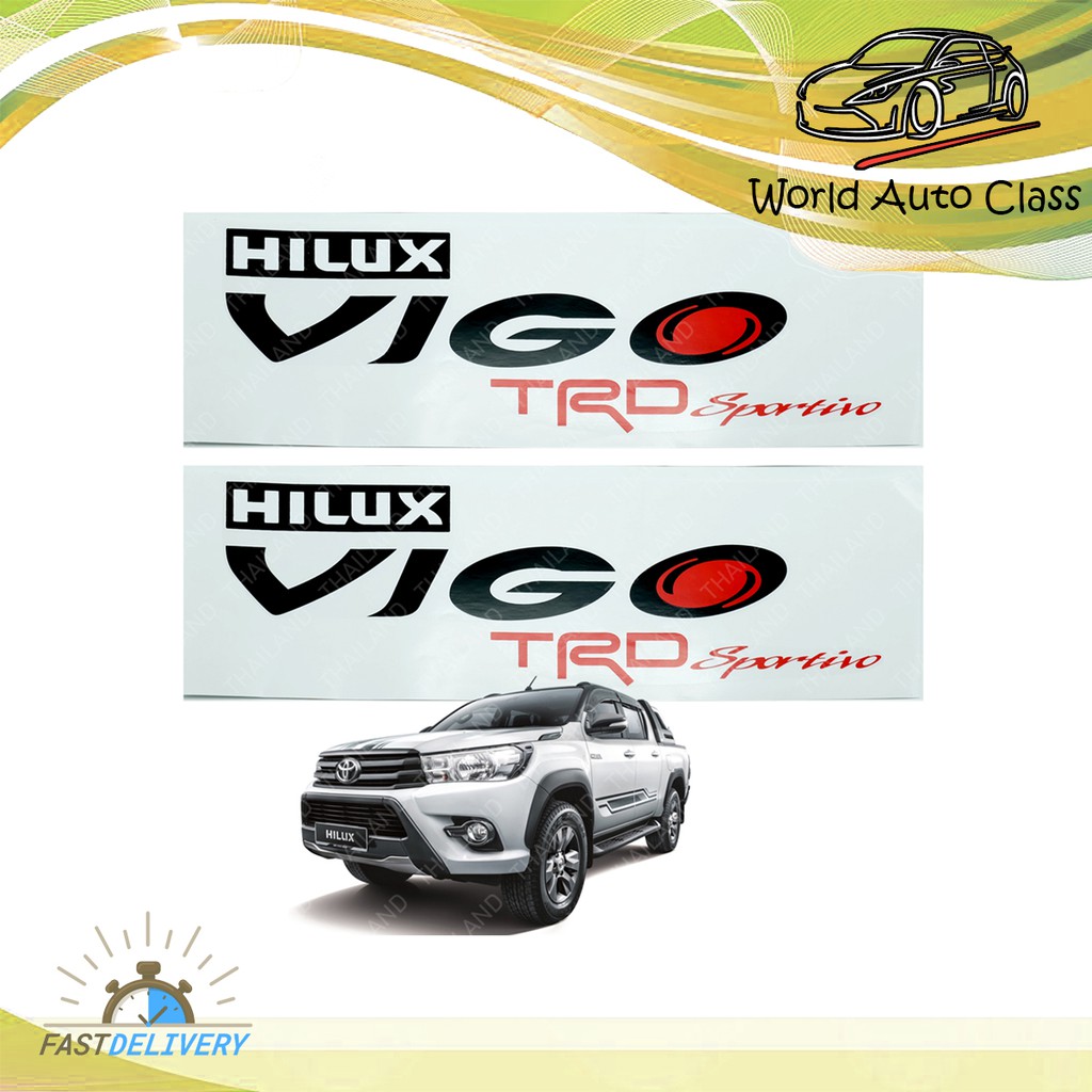 สติ๊กเกอร์ VIGO TRD Sticker Toyota Toyota Hilux Vigo  ดำ-แดง จำนวน 2 ชิ้น