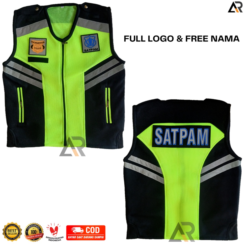 Hitam HIJAU เสื้อกั๊กการ์ดรักษาความปลอดภัยหนาสีดํา Stabilo สีเขียวล่าสุด | เสื้อกั๊กรักษาความปลอดภัยยามรักษาความปลอดภัยตาข่ายคู่ | ชื่อฟรีโลโก้ครบ