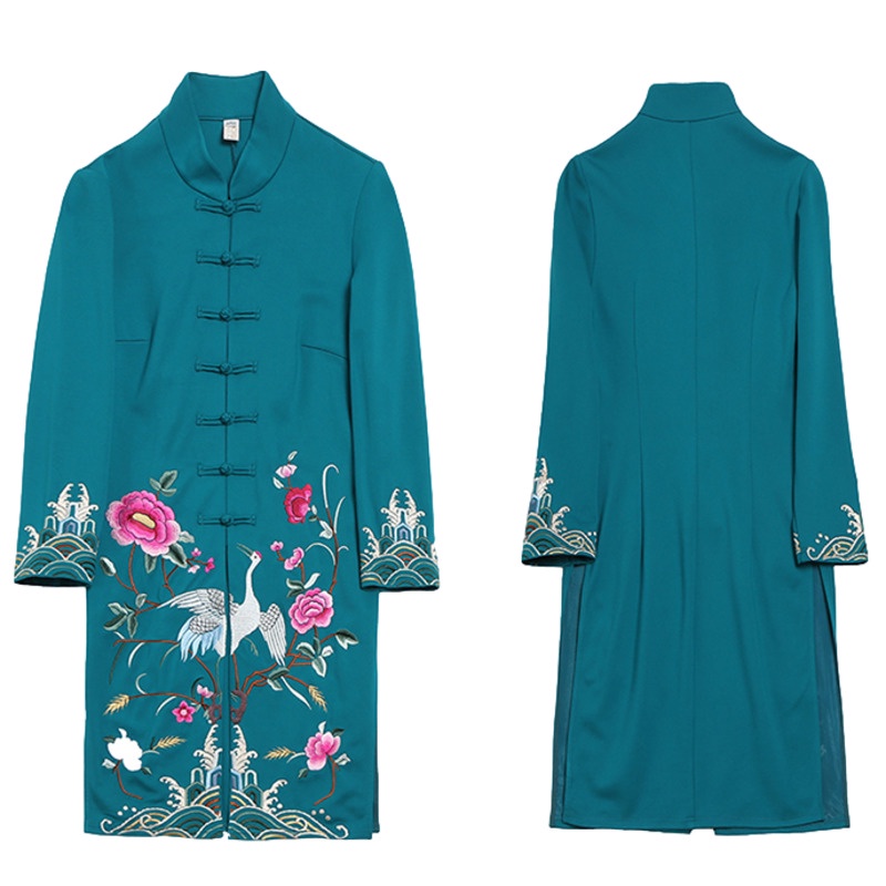 ชุด Hanfu Midi Qipao สไตล์จีนวินเทจ สำหรับผู้หญิง ชุดสองชิ้นแบบดั้งเดิม Tang - รูปที่ 3