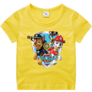 เสื้อยืดแขนสั้น ผ้าฝ้าย พิมพ์ลายการ์ตูน Paw Patrol แฟชั่นฤดูร้อน สําหรับเด็กผู้ชาย และเด็กผู้หญิง 2020