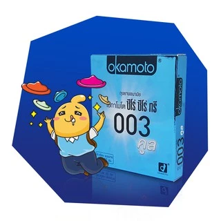 Okamoto 003 Cool ถุงยางอนามัย ผิวเรียบ สูตรเย็น บางพิเศษ ขนาด 52 มม. บรรจุ 1 กล่อง (2 ชิ้น)
