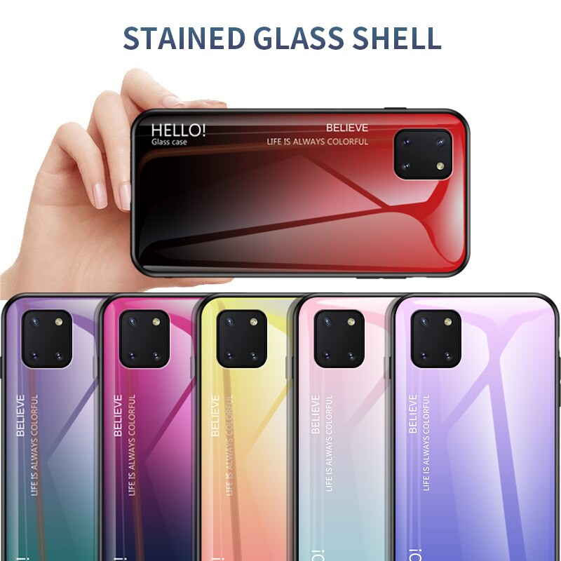 MobileCare Oppo A31,A91,A92, A74 Gradient Tempered Glass Phone Case A5 A9 A7 A5s A12 Reno 2, Reno 2F PU Back Cover เคส