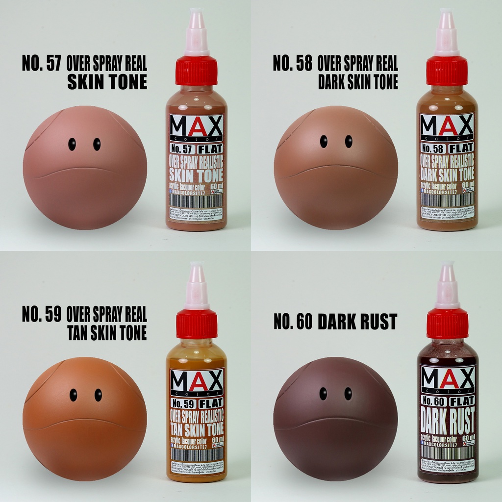 No57-No60 max color สีพ่นโมเดล กันดั้ม รถถัง อาร์ททอย พลาสติกโมเดล สีผสมสำเร็จพร้อมใช้งาน