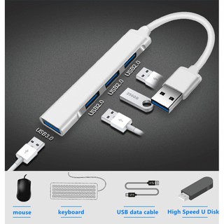 มินิ 3.0 หนึ่งสำหรับสี่ตัวแยกสถานีเชื่อมต่ออะลูมิเนียมอะลูมิเนียม USB 3.0 ความเร็วสูง 5 Gbps ส่ง 4 พอร์ตสำหรับแล็ปท็อป