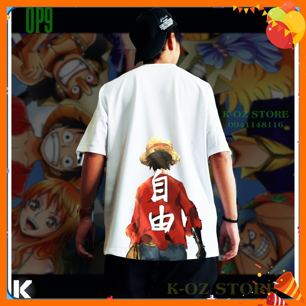 (ขนาดเต็ม + REAL PHOTOS) ONE PIECE OP9 OVERSIZE UNISEX เสื้อยืดแขนสั้น (2 สี BLACK-WHITE)