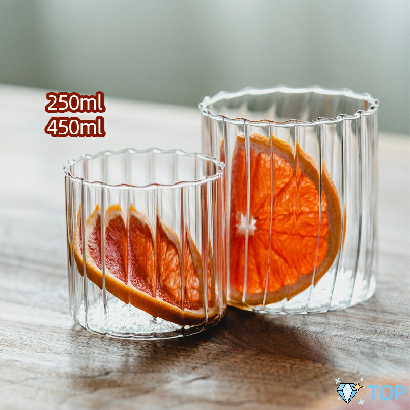 ถ้วยแก้วกาแฟนมแถบน้ำผลไม้ ไวน์ ทรงจีบ glass