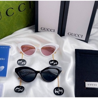 **พร้อมส่ง** แว่น Gucci สายฝอ ทรง cateye พร้อมจี้ห้อย logo GG พร้อมกล่อง