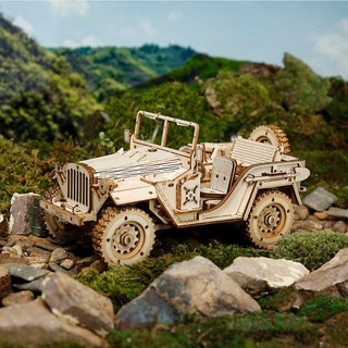 จิ๊กซอว์ไม้  ROKR Army Jeep Scale Model 3D Wooden Puzzle MC701 &gt;&gt;พร้อมส่ง&lt;&lt;