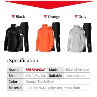 MOTOWOLF MDL 0403 Raincoat เสื้อกันฝนขี่มอเตอร์ไซด์ ชุดกันฝน เสื้อกันฝนพร้อมกางเกง
