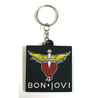 BON JOVI พวงกุญแจ ยาง ปั้มนูน  พังค์ แทรช ร็อค ไม่เท่คืนได้ BJI206