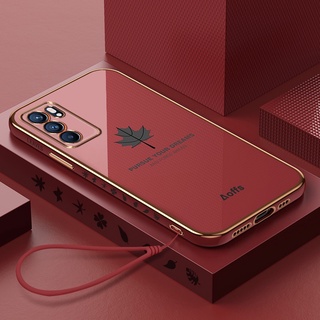 เคส OPPO Reno6 5G เคสขอบตรง ใบเมเปิ้ล เคสนิ่ม FY